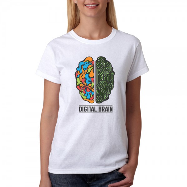تی شرت  طرح مغز دیجیتال